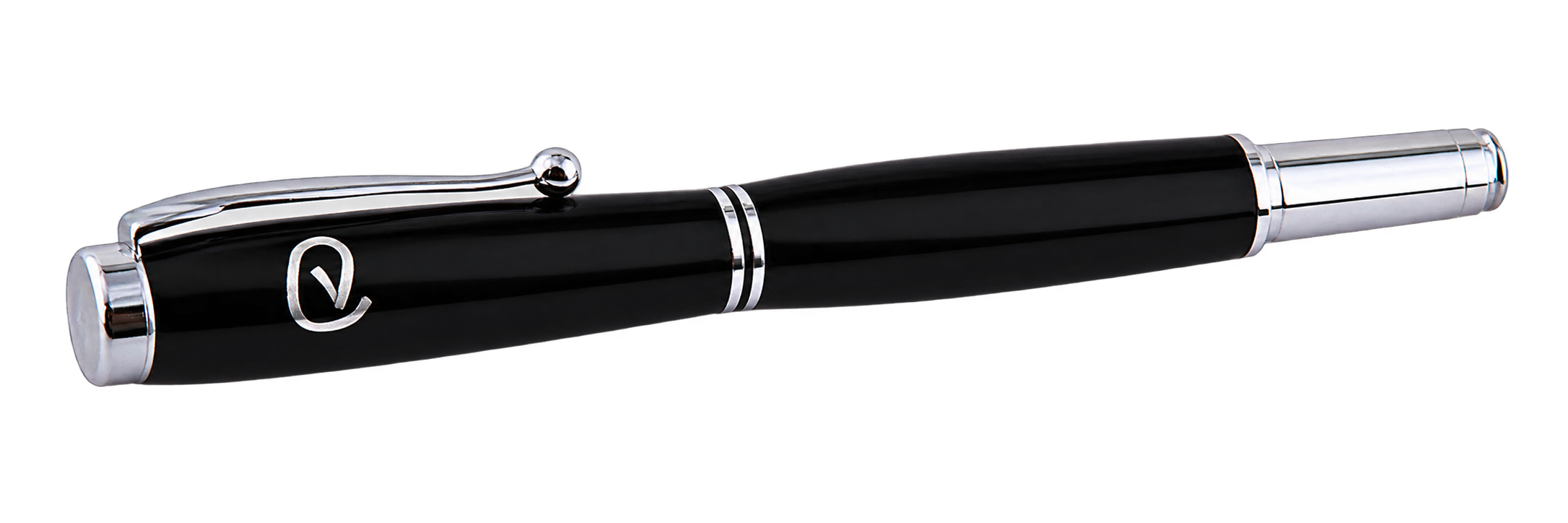 The Americana pen in African blackwood, finished in rhodium-platinum, with a cursive initial inlaid in sterling silver on the cap.